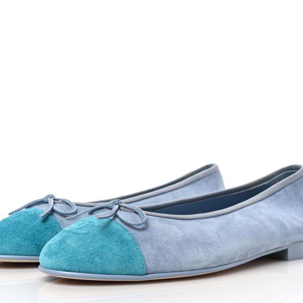 Chanel Ballerinas - NEVER WORN,  suede turqouise/blue, size 38